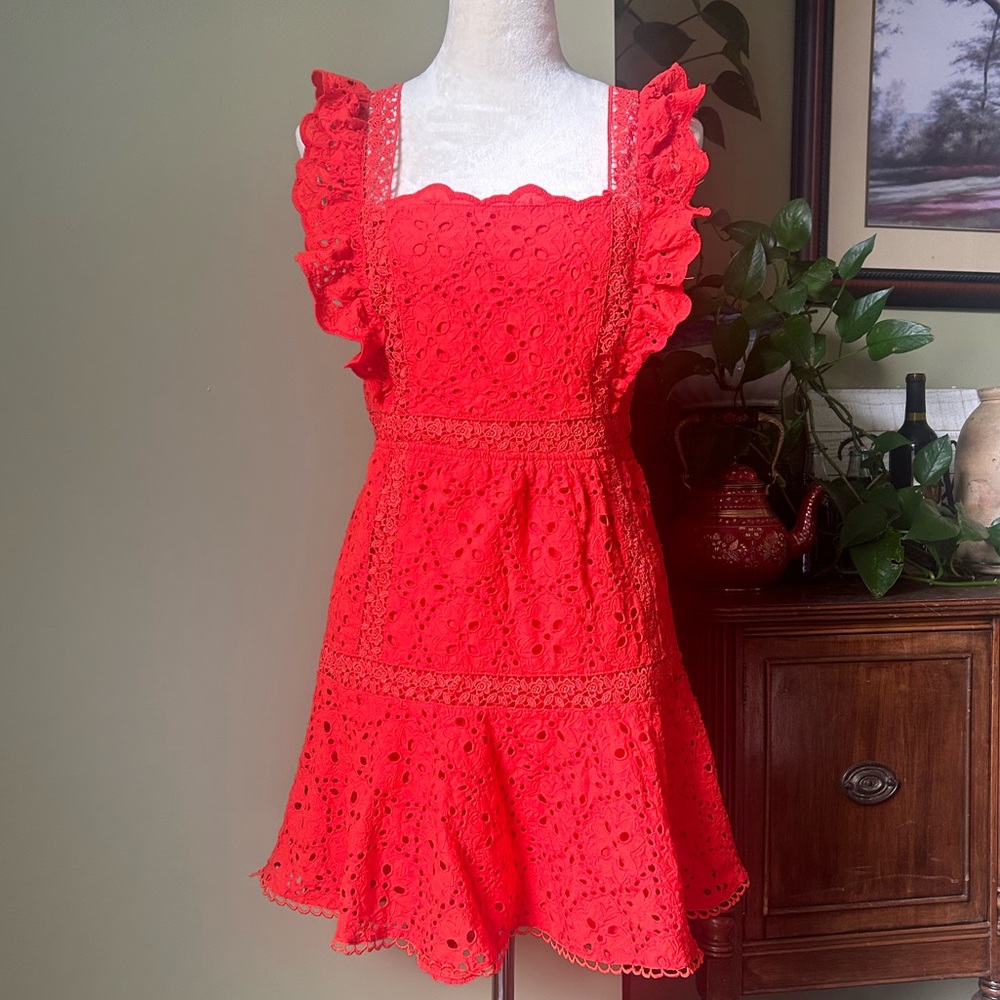 Betsey Johnson Red Flutter Sleeve Dress